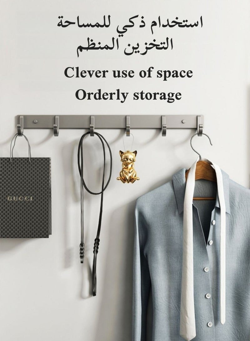 Wall Hook Gun Grey, Non Perforated Bathroom Hooks, Bedroom Storage, Hanger Hooks, Space Aluminum Wall Hanger Coat Hook Rail for Coat Hat Towel Purse Robes Mudroom Bathroom - Image 2